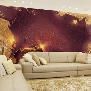 Gold, Purple and Burgundy Blend Marble Wallpaper Mural