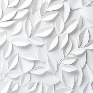 3D Serene White Geometric Leaves Wallpaper Mural
