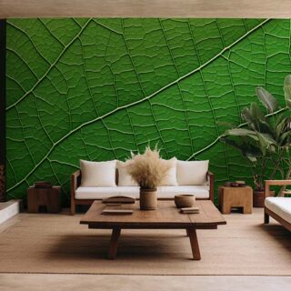 Green Leaf Texture Wallpaper Mural