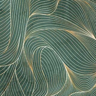 Aesthetic Abstract Waves in Gold Line Art Style Wallpaper Mural