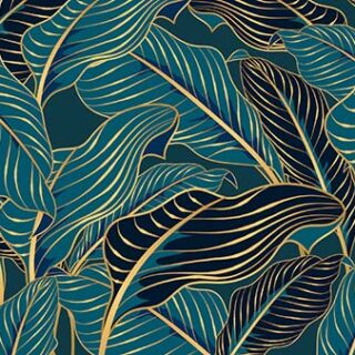 Green Gold Tropical Leaves Luxury Wallpaper Mural