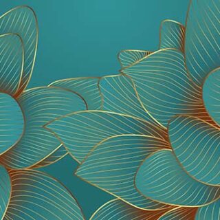 Luxurious Green Emerald Golden Flowers Wallpaper Mural