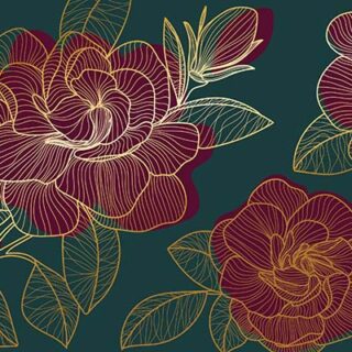Rosy, Beautiful Golden Roses and Leaves Wallpaper Mural