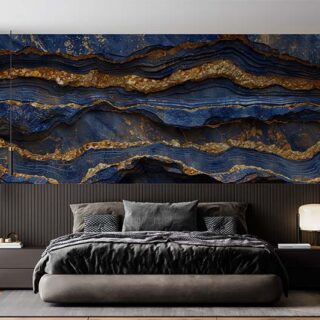 Aurum, Abstract Blue and Golde Marble Wallpaper Mural
