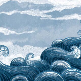 Okyanus, Blue Sky and Waves Scenery Art Wallpaper Mural