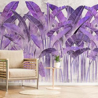 Purphoria, Purple Violet Blend Tropical Leaves Wallpaper Mural