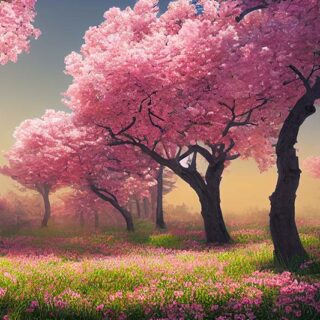 Serene Cherry Blossom Sakura Forest Wallpaper Mural