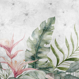 Leafy Grayscape Wallpaper Mural