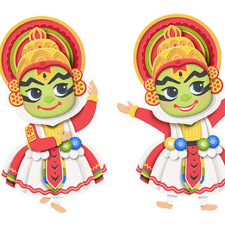 Cute Kathakali Dancers Wallpaper Mural