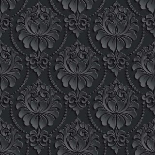 Elegant 3D Dark Gray Damask Design Wallpaper Mural