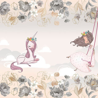 Beautiful Princess and Unicorn Wallpaper for Girl room