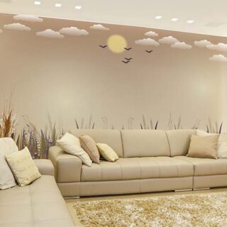 Beige and Purple Tone Exotic Grass and Flowers Wallpaper Mural