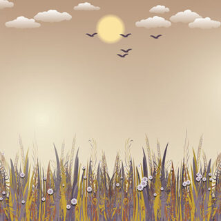 Beige and Purple Tone Exotic Grass and Flowers Wallpaper Mural