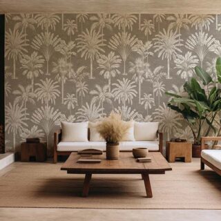 Beige Breeze Palm Serenity Wallpaper Mural