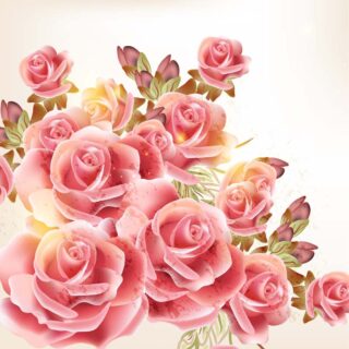 Classic Vintage Style Pink Roses Design Wallpaper Mural