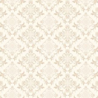 Beautiful Light Cream and Brown Floral Damask Wallpaper Mural
