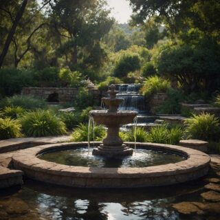 Serene Glen Fountain Wallpaper Mural