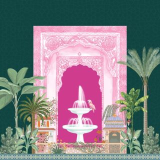 Traditional Tropical Indian Garden With Fountain Wallpaper Mural