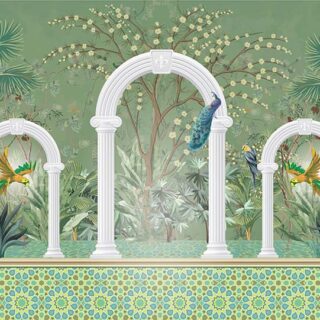 Aramya, Chinoiserie Style Landscape Wallpaper