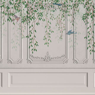 3D Wall Slat With Natural Vines Birds Mural Wallpaper