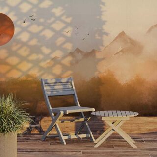 Go-Hua Sunrise Landscape With Misty Forest Wallpaper Mural