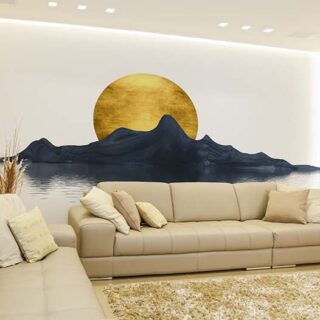 Golden Brushstrokes Landscapes Wallpaper Mural