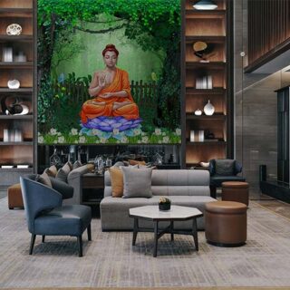 Buddha Meditating in Serene Forest Wallpaper Mural