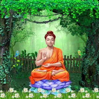 Buddha Meditating in Serene Forest Wallpaper Mural