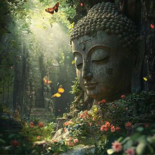 Loknath, Ancient Buddha in Forest Wallpaper Mural