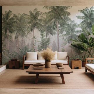 Palm Calm, Tropical Tranquility Forest Wallpaper Mural