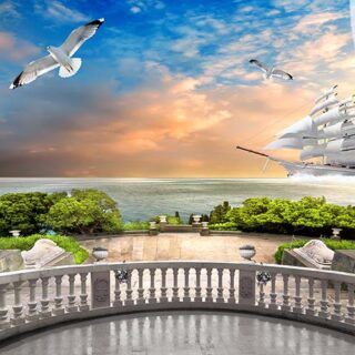 Beautiful Oceanscape Window Wallpaper Mural