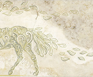 Ashwa, Premium Carved Foliage Horse Wall Mural Wallpaper