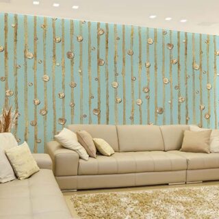 Abstract Mint Green 3D Golden Polka Dots Wallpaper Mural