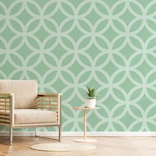 Mint Green Mid Century Pattern Wallpaper Mural