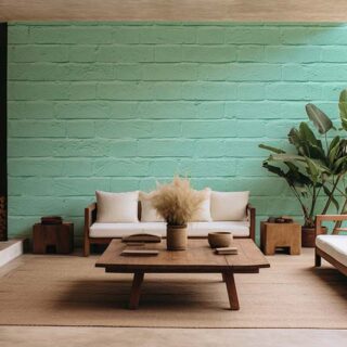 Mint Green Painted Brick Wall Wallpaper Mural