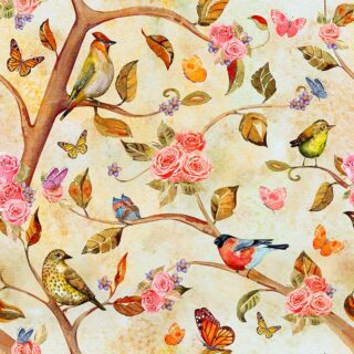 Bulbul and Birds, Shabby Chic Fantasy Forest Wallpaper Mural
