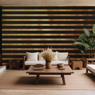 Abstract Pattern Black and Gold Stripes Mural Wallpaper
