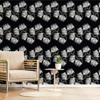 Black and White Floral Vine Wallpaper Mural
