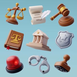 3D Law and Judgment Icons Wallpaper Mural