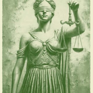 Lady Justice Themis in Old Paper Texture Wallpaper Mural