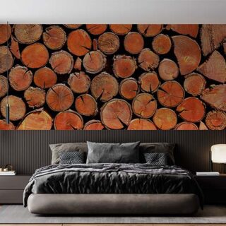 Autumn Colors Wooden Logs Stack Wallpaper Mural