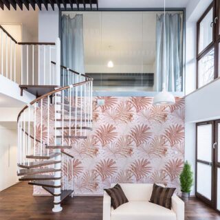 Blush Colors Abstract Tropical Foliage Wallpaper Mural