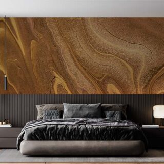 Gold Copper Fusion Abstract Fluid Art Wallpaper Mural
