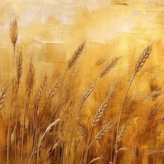 Golden Brushstrokes Wheat Field Oil Painting Wallpaper Mural