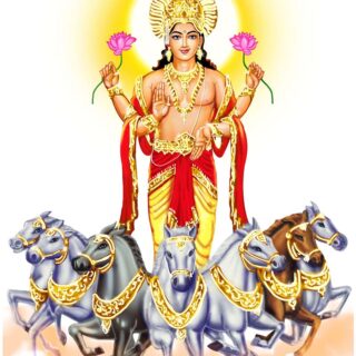 Surya Dev On His Seven Horse Chariot Wallpaper Mural