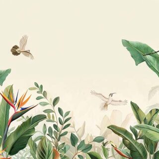 Tropical Wings and Greenery Wallpaper Mural