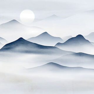 Minimalist Dreamy Terrains Ink Landscape Wallpaper Mural
