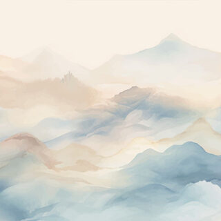 Minimalist Gentle Landscapes Watercolor Mountains Wallpaper Mural