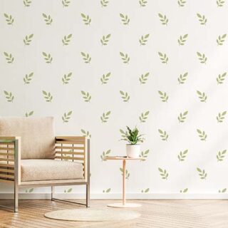 Minimalist Simple Style Small Leaves Pattern Wallpaper Mural