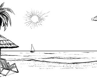 Simple Pleasures Minimalistic Panoramic Beach View Wallpaper Mural